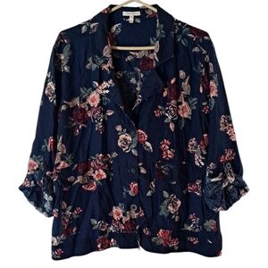 Maurices Navy Floral Blouse